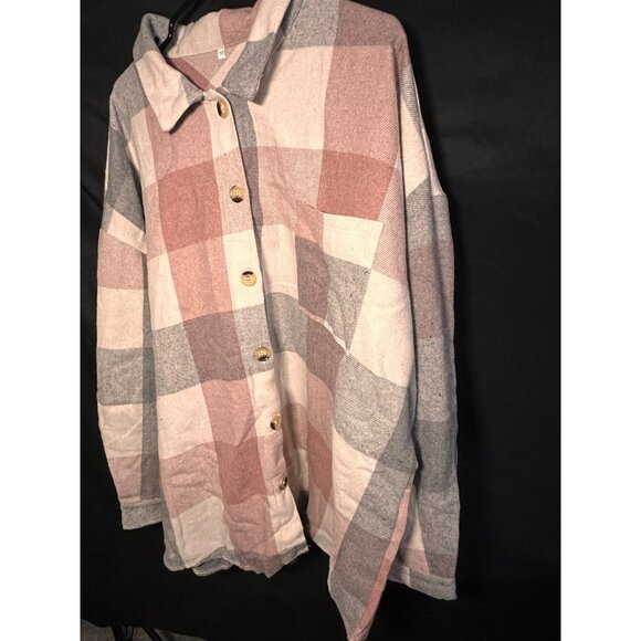 Women's Brushed Plaid Long Sleeve Flannel Button Down Boyfriend Shacket - Picture 6 of 8